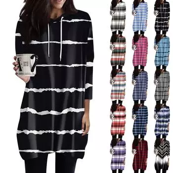 Женские толстовки, повседневные рубашки с рукавами 3/4, модные туники с принтом, топы с карманами L чёрный