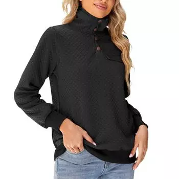 Женские толстовки, пуловеры с длинным рукавом и V-образным вырезом, толстовки, топы, осенняя одежда M чёрный