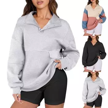 Женские толстовки, пуловеры с длинным рукавом и V-образным вырезом, толстовки, топы, осенняя одежда M бежевый