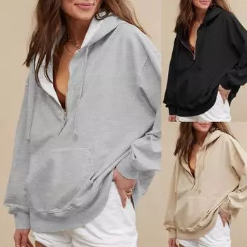 Женские толстовки, пуловеры с длинным рукавом и V-образным вырезом, толстовки, топы, осенняя одежда M чёрный