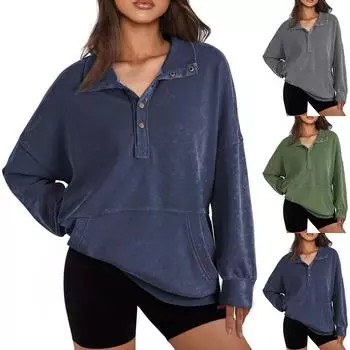 Женские толстовки, рубашки на пуговицах с длинными рукавами, свободные легкие пуловеры, топы M