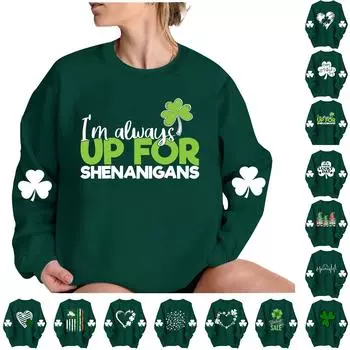 Женские толстовки с длинным рукавом и круглым вырезом, большие размеры, забавные St. Пуловер «Ирландские рубашки Патрика» XXL