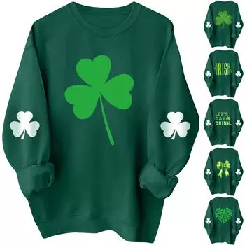 Женские толстовки с длинным рукавом и круглым вырезом, большие размеры, забавные St. Пуловер «Ирландские рубашки Патрика» XXL