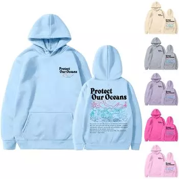 Женские толстовки с длинным рукавом Осенние свободные толстовки Куртки с карманами Модная одежда Женские толстовки с капюшоном XXL