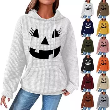 Женские толстовки с длинным рукавом, повседневные толстовки с капюшоном и шнурком с принтом для женщин, пуловер с карманами L имбирный