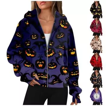 Женские толстовки с длинным рукавом, повседневные толстовки на молнии, толстовки с отверстиями для большого пальца, пальто, куртки с карманами L темно-фиолетового