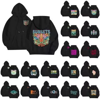 Женские толстовки с длинным рукавом, толстовки, одежда для подростков, повседневные свитера, модные повседневные универсальные повседневные толстовки, топы L чёрный