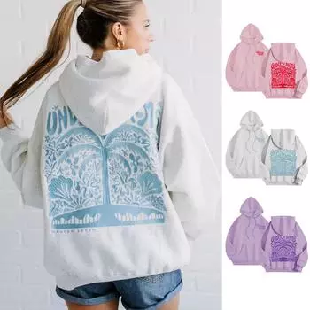 Женские толстовки с длинным рукавом, толстовки, одежда для подростков, повседневные свитера, модные повседневные универсальные повседневные толстовки, топы M фиолетовый