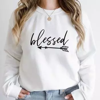 Женские толстовки с длинными рукавами Blessed Love Arrows, повседневная свободная уличная одежда, толстовки с круглым вырезом, вдохновляющая женская одежда, топы S чёрный