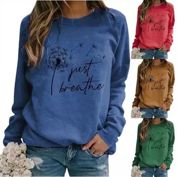 Женские толстовки с длинными рукавами и принтом XL красный