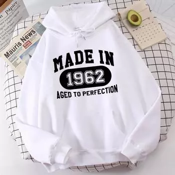 Женские толстовки с длинными рукавами, сделанные в 1962 году, состаренные до совершенства, женские толстовки с капюшоном в стиле Харадзюку, женский спортивный костюм S