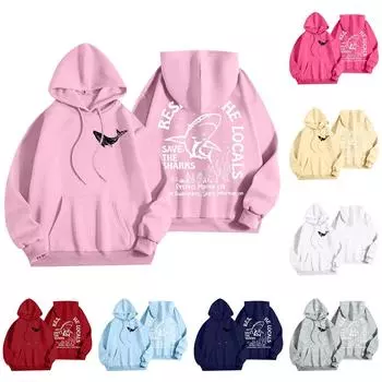 Женские толстовки с капюшоном большого размера с длинным рукавом с принтом, пуловеры, осенние наряды с карманом L тёмно-синий