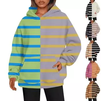 Женские толстовки с капюшоном большого размера с длинным рукавом с принтом, пуловеры, осенние наряды с карманом XXL коричневый