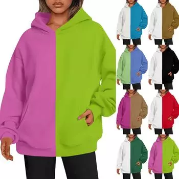 Женские толстовки с капюшоном большого размера с длинным рукавом с принтом, пуловеры, осенние наряды с карманом L чёрный