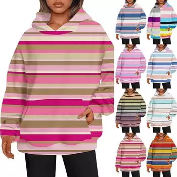 Женские толстовки с капюшоном большого размера с длинным рукавом с принтом, пуловеры, осенние наряды с карманом XXXL