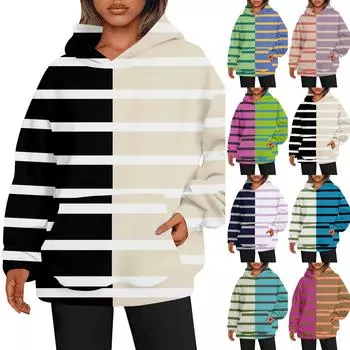 Женские толстовки с капюшоном большого размера с длинным рукавом с принтом, пуловеры, осенние наряды с карманом L бежевый