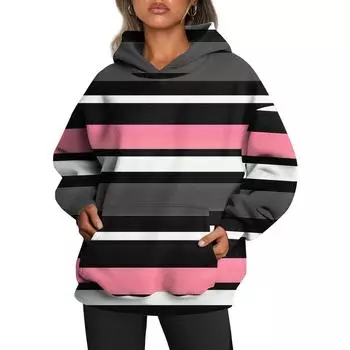 Женские толстовки с капюшоном большого размера с длинным рукавом с принтом, пуловеры, осенние наряды с карманом XXXL