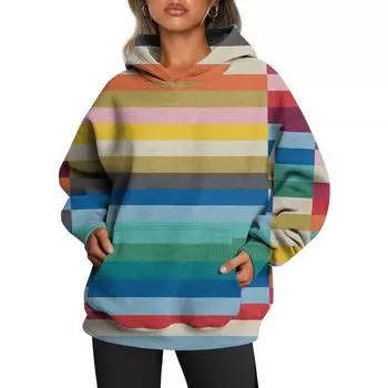 Женские толстовки с капюшоном большого размера с длинным рукавом с принтом, пуловеры, осенние наряды с карманом XL