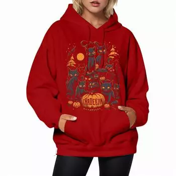 Женские толстовки с капюшоном и карманом в винтажном стиле с 3D-принтом, осенне-зимние, с заниженной линией талии, с длинным рукавом, повседневные толстовки с капюшоном, топы S