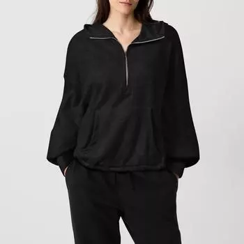 Женские толстовки с капюшоном на молнии с длинным рукавом, осенние свободные толстовки, куртки с карманами, модная одежда, толстовки с капюшоном для женщин L чёрный