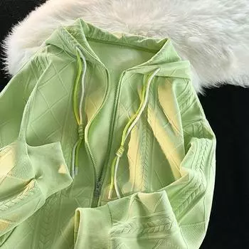 Женские толстовки с капюшоном на молнии, свободные, повседневные, однотонные, женская одежда, осенние топы с длинными рукавами и шнурком M бежевый