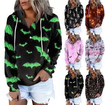 Женские толстовки с капюшоном на пуговицах и шнуровке, пуловеры, повседневные топы с длинными рукавами, рубашки M