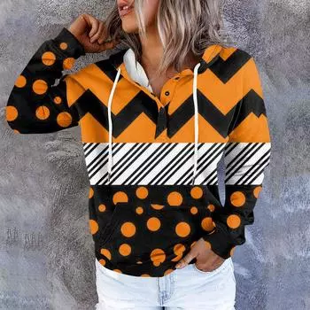 Женские толстовки с капюшоном на пуговицах и шнуровке, пуловеры, повседневные топы с длинными рукавами, рубашки XL