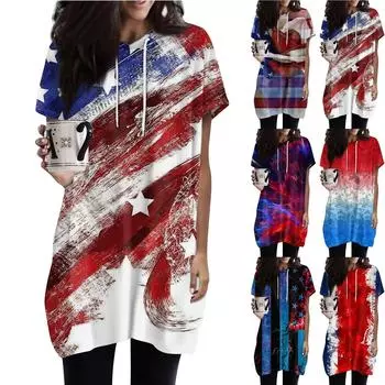 Женские толстовки с капюшоном, повседневные рубашки с коротким рукавом, модные топы с принтом и карманами L