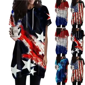 Женские толстовки с капюшоном, повседневные рубашки с коротким рукавом, модные топы с принтом и карманами L чёрный