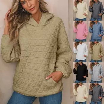 Женские толстовки с капюшоном Повседневные свободные свитера с длинным рукавом Осенняя одежда Наряды Осенние модные наряды Зимняя одежда L бежевый