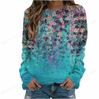 Женские толстовки с капюшоном с 3D-принтом с цветочным принтом, женские модные толстовки с круглым вырезом и длинными рукавами, толстовки Harajuku Y2k с капюшоном, пальто с цветочным принтом S