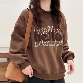 Женские толстовки с капюшоном, свитера, топы с цветочным принтом, водолазка, зимняя хлопковая толстая свободная одежда One Size красный