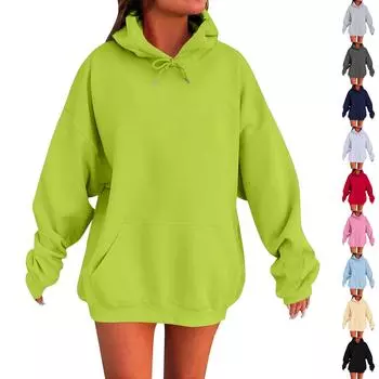 Женские толстовки с капюшоном, свободные толстовки с длинным рукавом, повседневные пуловеры, толстовки с капюшоном, топы S синий