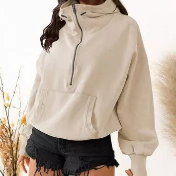 Женские толстовки с капюшоном Y2K Solid Hooded Sweatshirts Куртка на молнии с завязками Oversize Short Top Long Sleeve Hooded Shirt XL чёрный