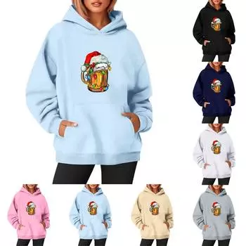 Женские толстовки с круглым вырезом и длинным рукавом с рождественским принтом, однотонная толстовка с капюшоном S розовый