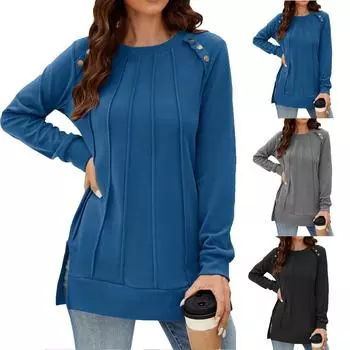 Женские толстовки с круглым вырезом, свитера, повседневная удобная модная одежда, одежда M чёрный