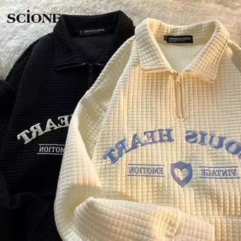 Женские толстовки с лацканами, толстовка, рубашка поло, свитер с лацканами, женский топ с вышивкой большого размера для пар M жёлтый