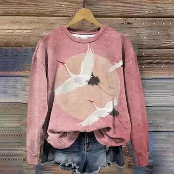 Женские толстовки с принтом в китайском стиле, толстовки с длинными рукавами и круглым вырезом, пуловер, верхняя блузка, толстовки в стиле Харадзюку, повседневная уличная одежда S