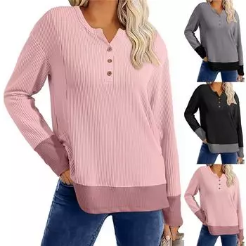 Женские толстовки с V-образным вырезом, повседневные удобные модные наряды, одежда M чёрный