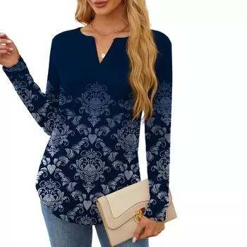 Женские толстовки с V-образным вырезом, повседневные удобные модные наряды, одежда One Size синий