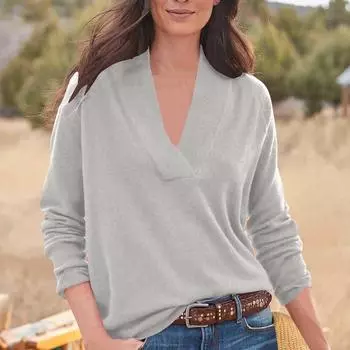 Женские толстовки с V-образным вырезом, повседневные удобные модные наряды, одежда XL