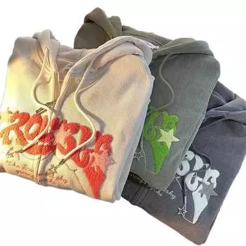 Женские толстовки с вышивкой в стиле ретро, осенне-зимние, на молнии, с длинным рукавом, свободные куртки, пальто, повседневные толстовки с капюшоном и карманами XXXL серый