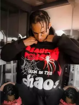 Женские толстовки Y2K с капюшоном Harajuku с принтом букв Свободная толстовка Брюки Хип-хоп Панк Длинный рукав Карман Мужские спортивные штаны Уличная одежда Топы S розовый