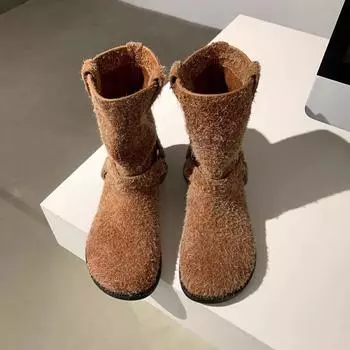 Женские толстые одинарные ботинки, осенние, новые, с круглой головкой, заклепками, металлическим кольцом, мягкой подошвой, нескользящие, износостойкие, короткие ботинки 35 чёрный