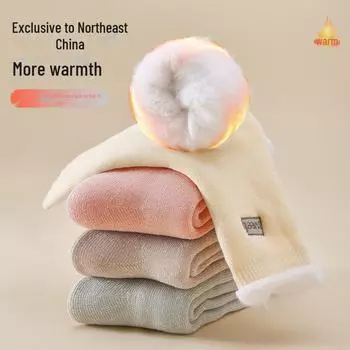 Женские толстые плюшевые носки средней длины для осени и зимы — теплые и морозостойкие Simple packaging фиолетовый