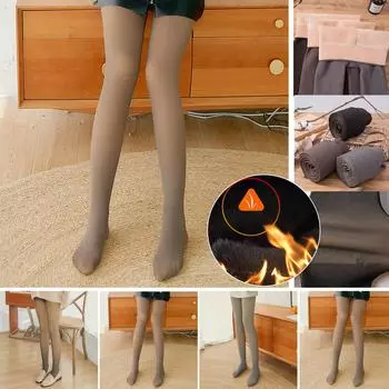 Женские толстые плюшевые прозрачные брюки, прозрачные брюки с открытыми ногами, ветрозащитные и устойчивые к холоду теплые брюки чёрный