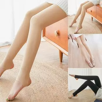 Женские толстые плюшевые прозрачные брюки, прозрачные брюки с открытыми ногами, ветрозащитные и устойчивые к холоду теплые брюки бежевый