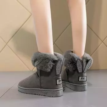 Женские толстые плюшевые зимние сапоги середины осени 35 чёрный