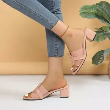 Женские толстые сандалии большого размера «рыбий рот», новые летние модные женские прозрачные тапочки на высоком каблуке 35