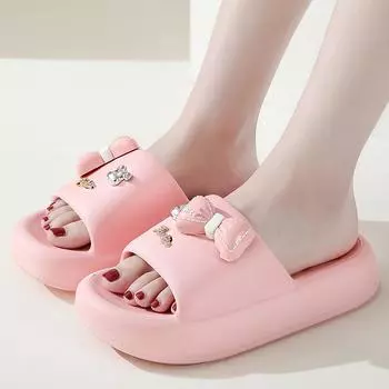 Женские толстые тапочки Cloud на платформе Eva Cfortable Non-Slip Home Slides Bowknot Girls Summer Sandals Flip Flops CN 36-37 зелёный